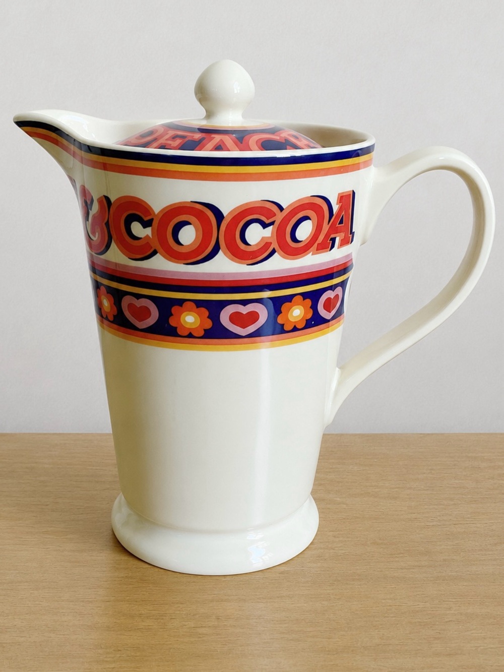 Emma Bridgewater Peace Love Cocoa Pitcher Jug Lid England Rare Discontinued